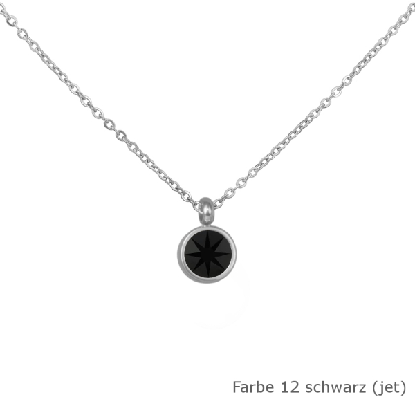 Kette mit einem runden Stein in einer Farbe Deiner Wahl Edelstahl