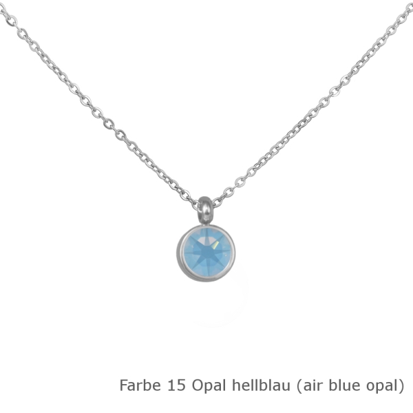 Kette mit einem runden Stein in einer Farbe Deiner Wahl Edelstahl