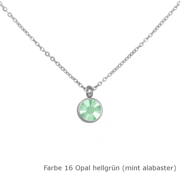 Kette mit einem runden Stein in einer Farbe Deiner Wahl Edelstahl