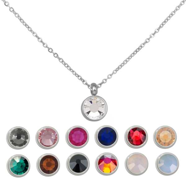 Kette mit einem runden Stein in einer Farbe Deiner Wahl Edelstahl