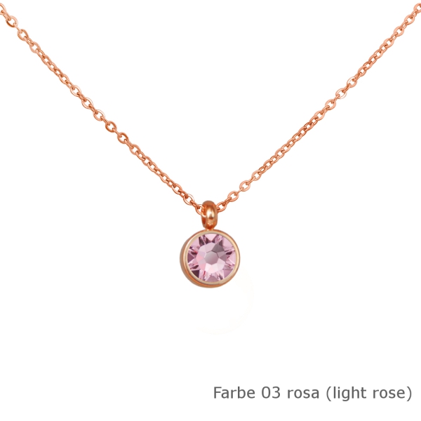 Kette rosé mit einem runden Stein in einer Farbe Deiner Wahl Edelstahl
