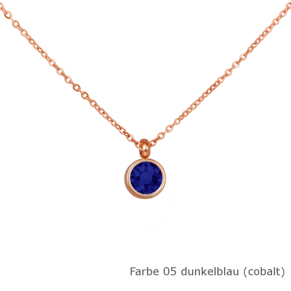 Kette rosé mit einem runden Stein in einer Farbe Deiner Wahl Edelstahl