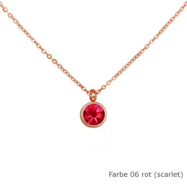 Kette rosé mit einem runden Stein in einer Farbe Deiner Wahl Edelstahl
