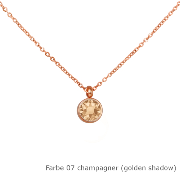 Kette rosé mit einem runden Stein in einer Farbe Deiner Wahl Edelstahl