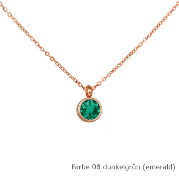 Kette rosé mit einem runden Stein in einer Farbe Deiner Wahl Edelstahl