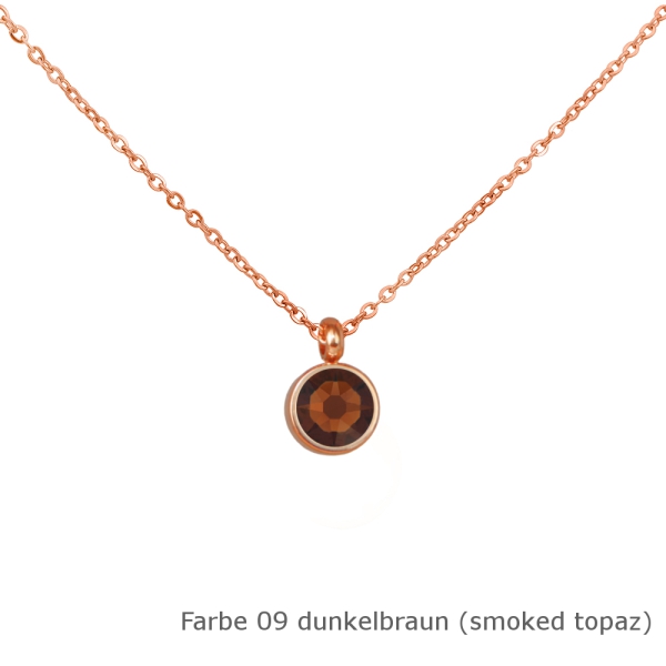 Kette rosé mit einem runden Stein in einer Farbe Deiner Wahl Edelstahl