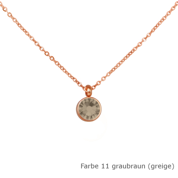 Kette rosé mit einem runden Stein in einer Farbe Deiner Wahl Edelstahl