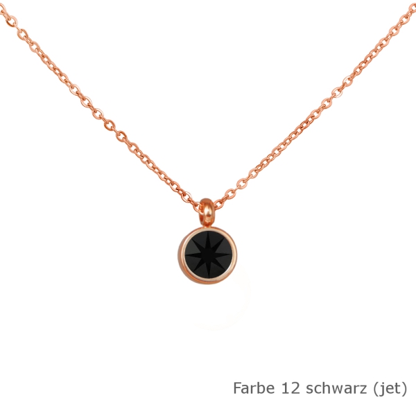 Kette rosé mit einem runden Stein in einer Farbe Deiner Wahl Edelstahl