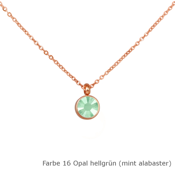 Kette rosé mit einem runden Stein in einer Farbe Deiner Wahl Edelstahl