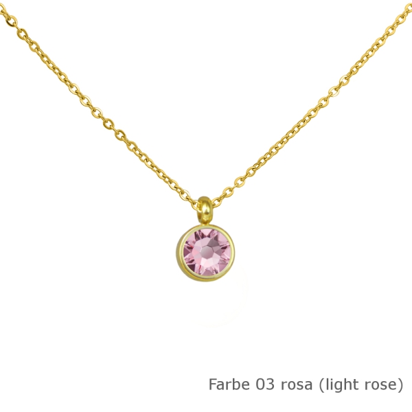 Kette gold mit einem runden Stein in einer Farbe Deiner Wahl Edelstahl