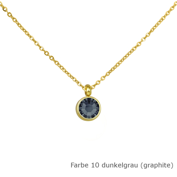 Kette gold mit einem runden Stein in einer Farbe Deiner Wahl Edelstahl