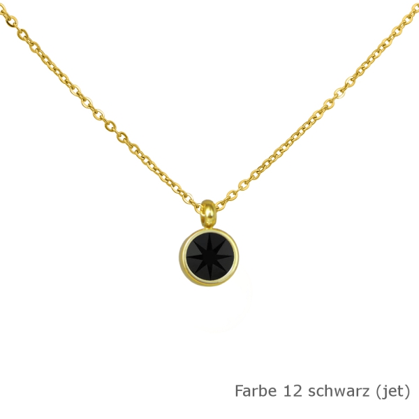 Kette gold mit einem runden Stein in einer Farbe Deiner Wahl Edelstahl