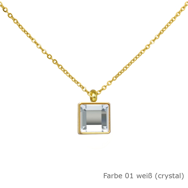 Kette gold mit einem eckigem Stein in einer Farbe Deiner Wahl Edelstahl