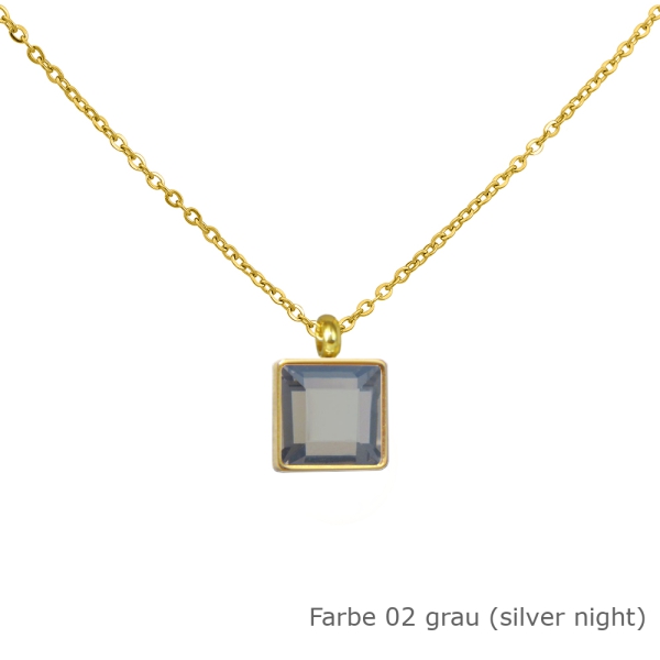 Kette gold mit einem eckigem Stein in einer Farbe Deiner Wahl Edelstahl