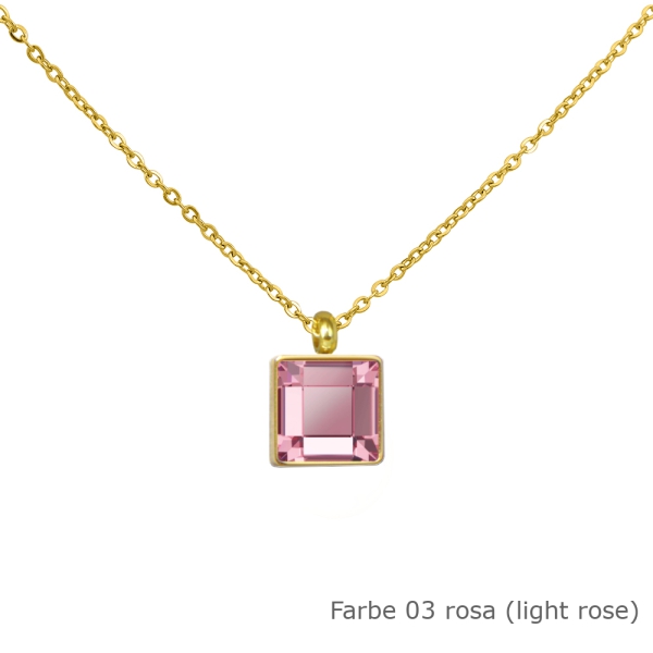 Kette gold mit einem eckigem Stein in einer Farbe Deiner Wahl Edelstahl
