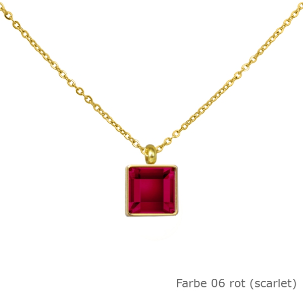 Kette gold mit einem eckigem Stein in einer Farbe Deiner Wahl Edelstahl
