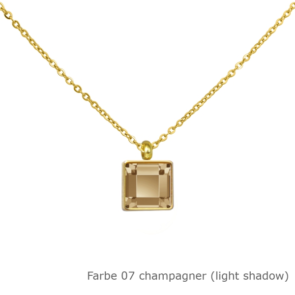 Kette gold mit einem eckigem Stein in einer Farbe Deiner Wahl Edelstahl