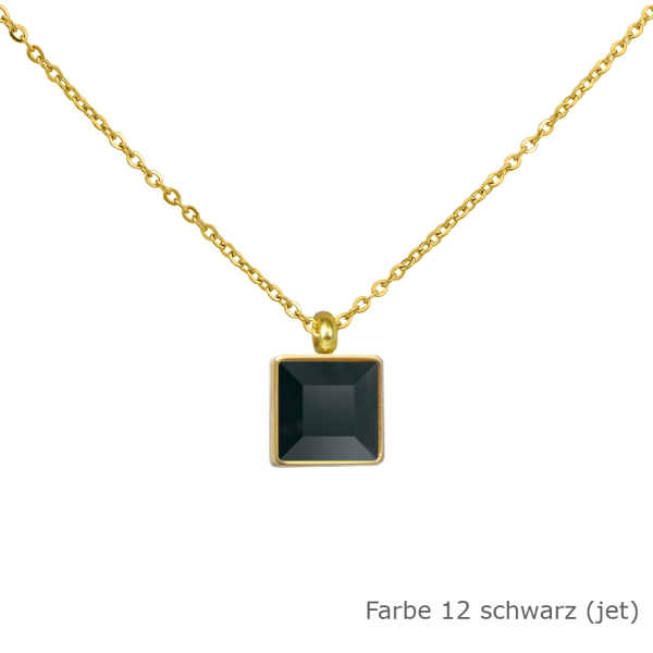 Kette gold mit einem eckigem Stein in einer Farbe Deiner Wahl Edelstahl
