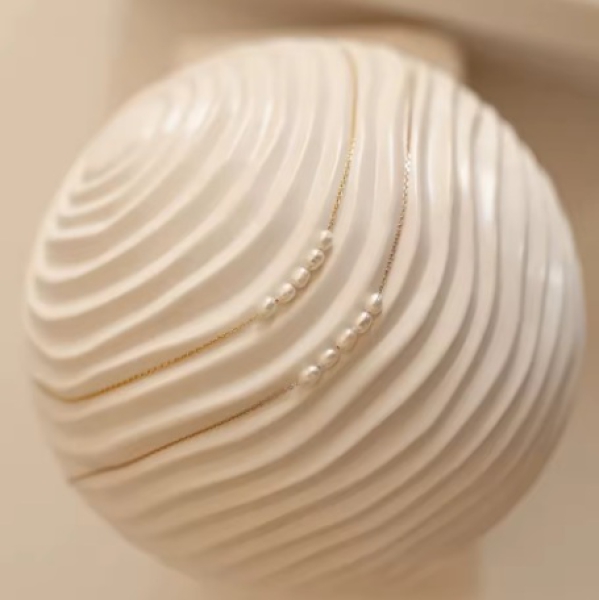 Kette Edelstahl Gold mit 5 Perlen