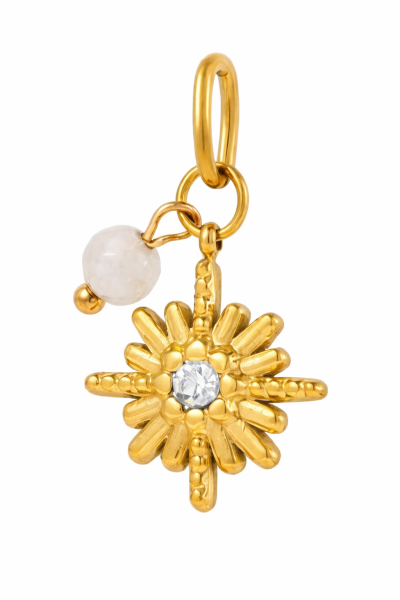 Anhänger Blume weiß Edelstahl Gold