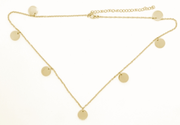 Kette mit 7 Plättchen Edelstahl gold