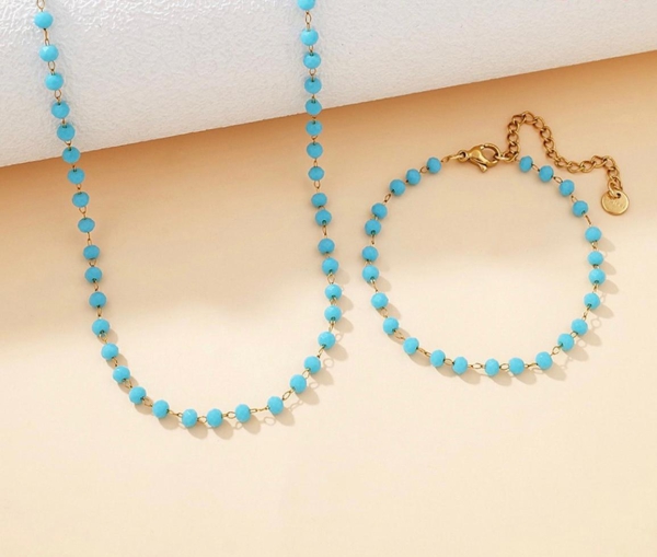 Armband Edelstahl gold mit blauen Kristallen