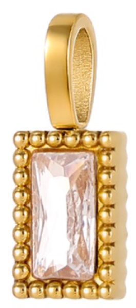 Anhänger eckig mit einem Stein Edelstahl Gold